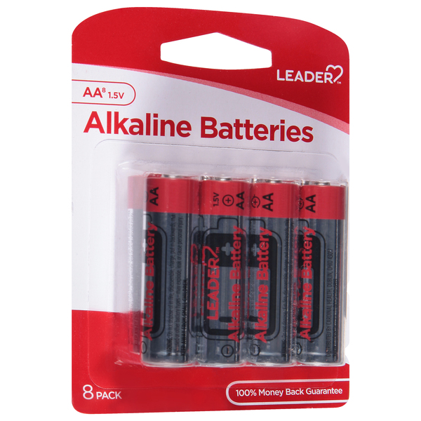 Image for Leader Batteries, Alkaline, AA, 1.5 Volt, 8 Pack, 8ea from QRC HEALTHMART PHARMACY