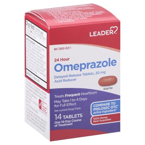 Image for Leader Omeprazole, 24 Hour, 20 mg, Delayed-Release Tablets,14ea from QRC HEALTHMART PHARMACY