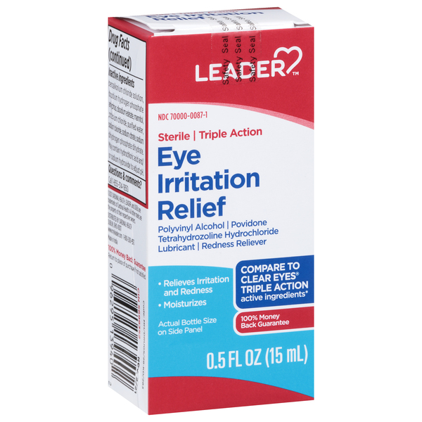 Image for Leader Eye Irritation Relief, Sterile, Triple Action,0.5fl oz from QRC HEALTHMART PHARMACY