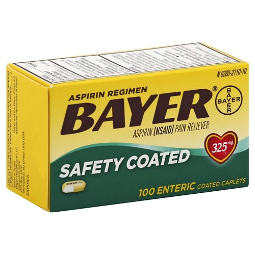 Image for Bayer Aspirin Regimen, 325 mg, Safety Coated, Enteric Coated Caplets,100ea from QRC HEALTHMART PHARMACY